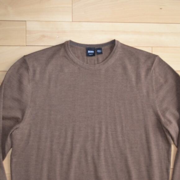 Hugo Boss Wool Crewneck Sweater Size XL Brown - Picture 2 of 4